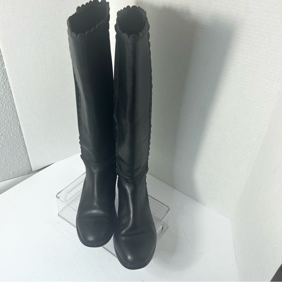Kate Spade Women’s Leather Riding Boots Pull On Calf High Black - Picture 3 of 8